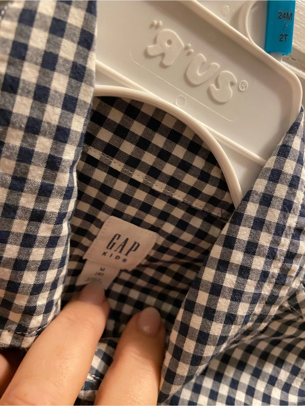 GAP Navy and White Gingham Button-Down Shirt
